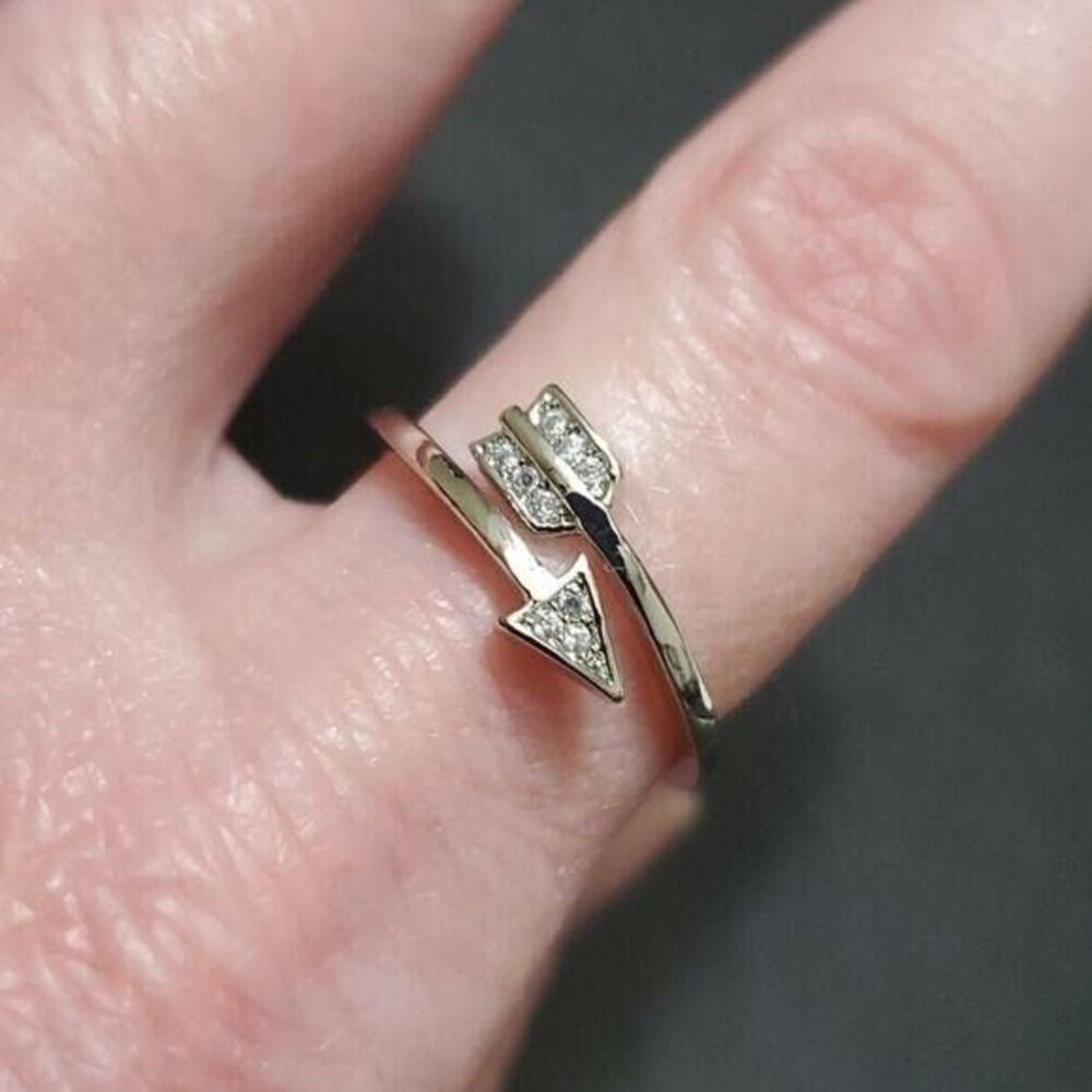 Silver tone wrap arrow ring